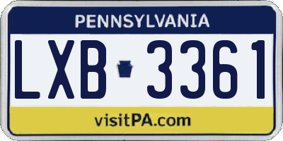 PA license plate LXB3361