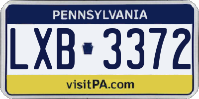 PA license plate LXB3372