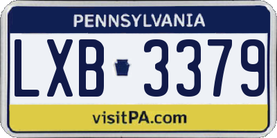 PA license plate LXB3379