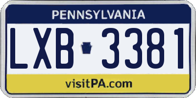PA license plate LXB3381