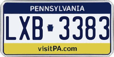 PA license plate LXB3383
