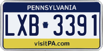PA license plate LXB3391