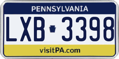 PA license plate LXB3398