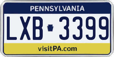 PA license plate LXB3399