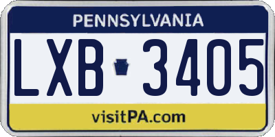 PA license plate LXB3405
