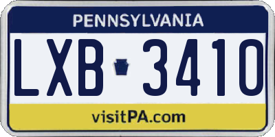 PA license plate LXB3410