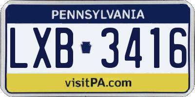 PA license plate LXB3416