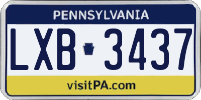 PA license plate LXB3437
