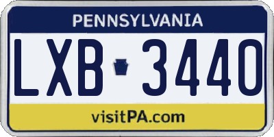 PA license plate LXB3440