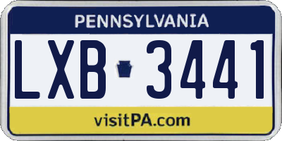 PA license plate LXB3441