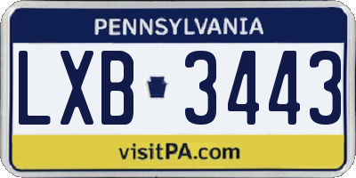 PA license plate LXB3443
