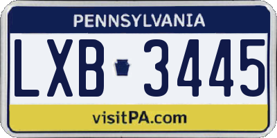 PA license plate LXB3445