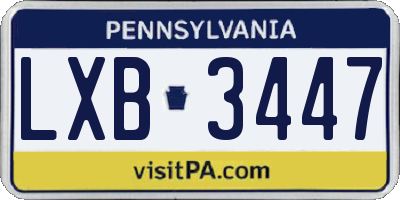PA license plate LXB3447