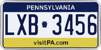PA license plate LXB3456