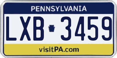 PA license plate LXB3459
