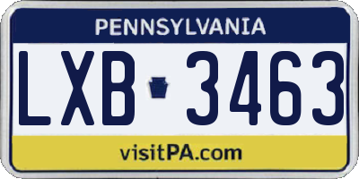 PA license plate LXB3463