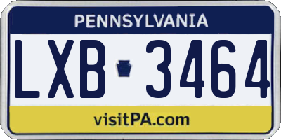 PA license plate LXB3464