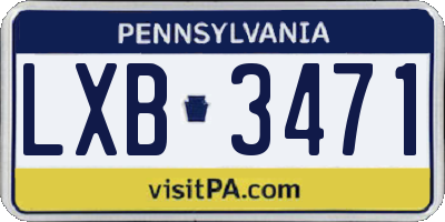 PA license plate LXB3471