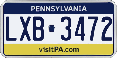 PA license plate LXB3472