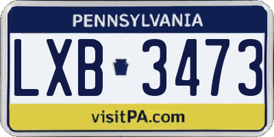 PA license plate LXB3473
