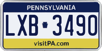 PA license plate LXB3490