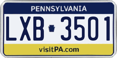 PA license plate LXB3501