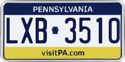PA license plate LXB3510