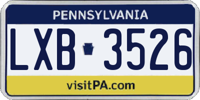 PA license plate LXB3526