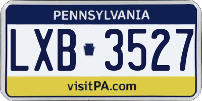 PA license plate LXB3527