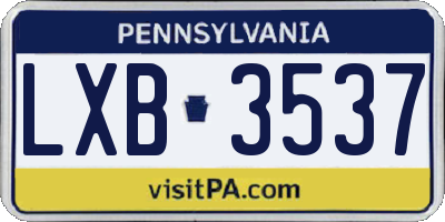 PA license plate LXB3537