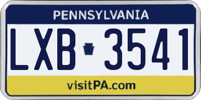 PA license plate LXB3541