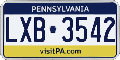 PA license plate LXB3542