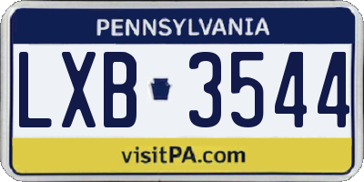 PA license plate LXB3544