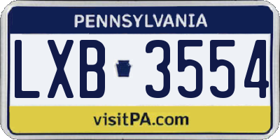 PA license plate LXB3554