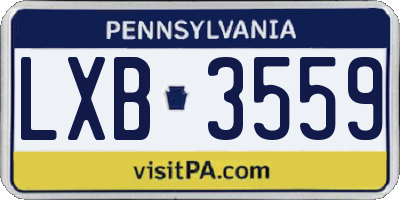 PA license plate LXB3559