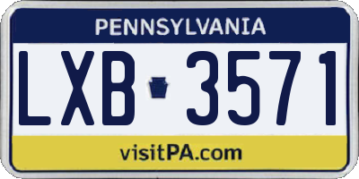 PA license plate LXB3571