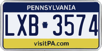 PA license plate LXB3574