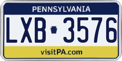 PA license plate LXB3576