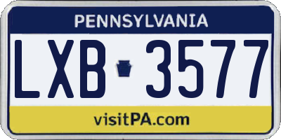 PA license plate LXB3577