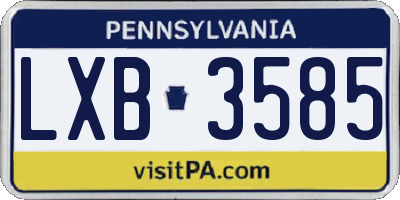 PA license plate LXB3585