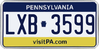 PA license plate LXB3599