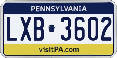 PA license plate LXB3602