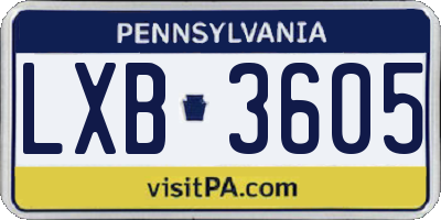 PA license plate LXB3605