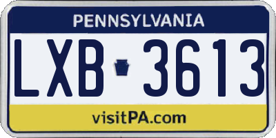 PA license plate LXB3613
