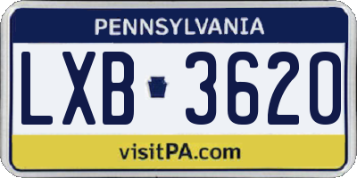 PA license plate LXB3620