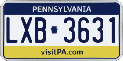 PA license plate LXB3631