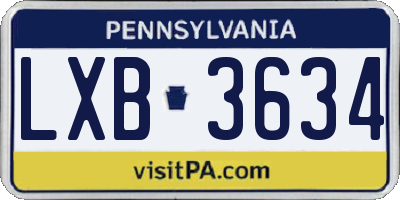PA license plate LXB3634