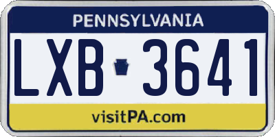 PA license plate LXB3641