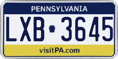 PA license plate LXB3645