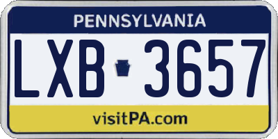 PA license plate LXB3657